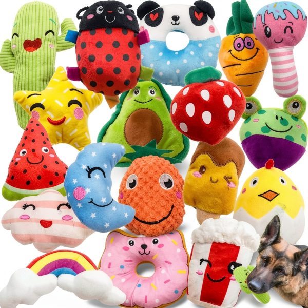 Jalousie Squeaky Plush Dog Toys 18 Pack Dental Cleaning Fun-0