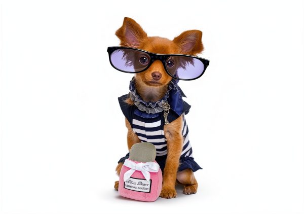 Miss Dogior Plush Dog Toy Squeaker Pink Perfume Bottle-2