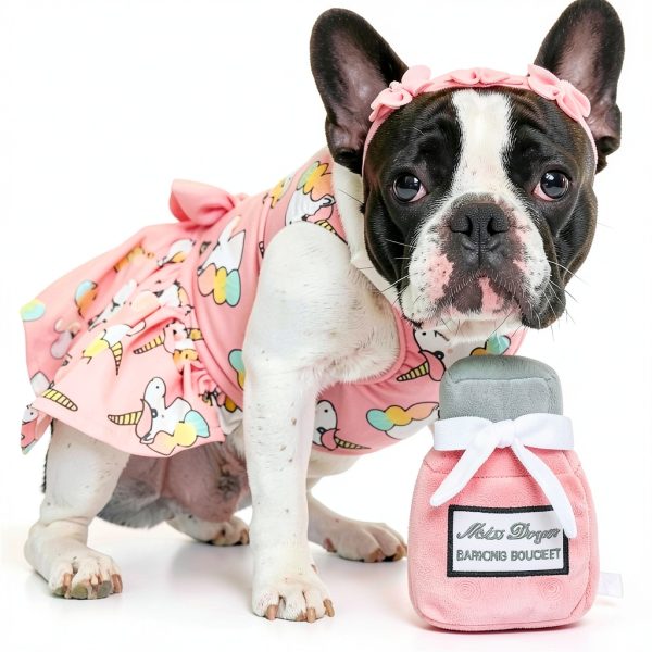 Miss Dogior Plush Dog Toy Squeaker Pink Perfume Bottle-5