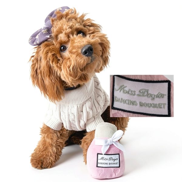 Miss Dogior Plush Dog Toy Squeaker Pink Perfume Bottle-1