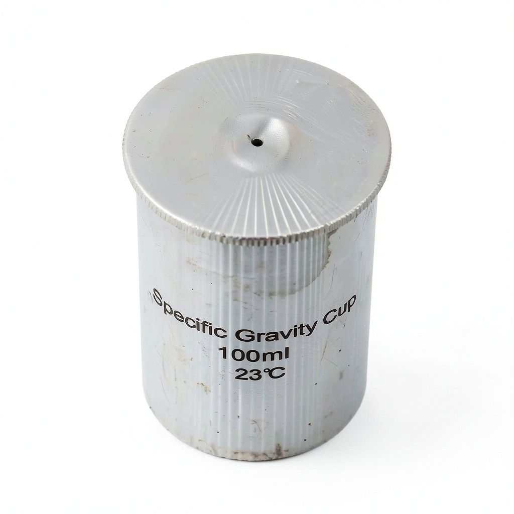 Stainless steel specific gravity cup with tight cover and small hole