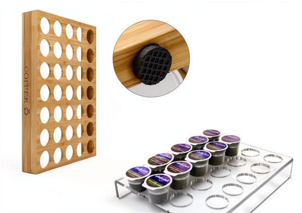 MinBoo BamBoo k cup holder Drawer or Countertop k cup Organizer Coffee Pod Holder Hold 35 Coffee Pod Storage Kcup coffee pods holder for coffee station Office and Kitchen k cup storage-5