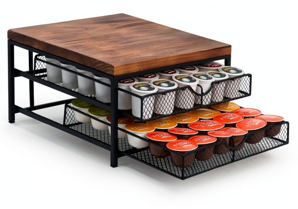 NHZ Coffee Pod Drawer Holder for K cup, 2-Tier Coffee Pod Drawer Holder Organizer, No Assembly Required, K Cup Holder with 72 Capacity Capsule Pods. K Cup Organizer Suit for Home Office,Kitchen-8