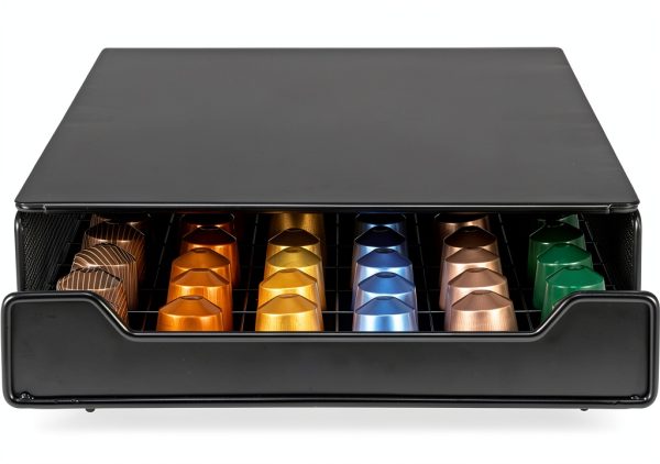 Capsule Drawer Coffee Pod Storage Compatible for Nespresso Support Metal Holder 60 Pcs-3