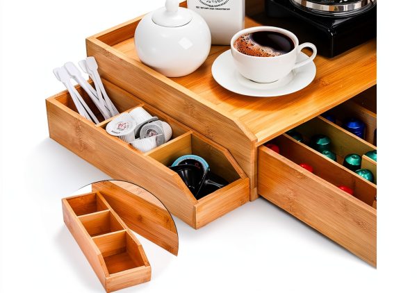 Bamboo Drawer Organizer by SOUJOY - K-Cup & Tea Bag Storage-4