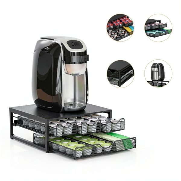 Coffee Pod Holder NEYCIL 3-Drawer Black Wooden Organizer 72 K-Cup-3