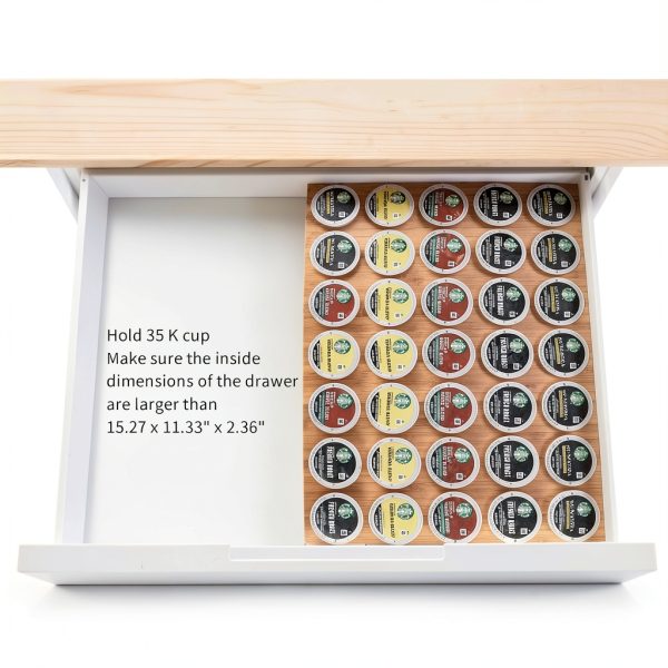 MinBoo BamBoo k cup holder Drawer or Countertop k cup Organizer Coffee Pod Holder Hold 35 Coffee Pod Storage Kcup coffee pods holder for coffee station Office and Kitchen k cup storage-2
