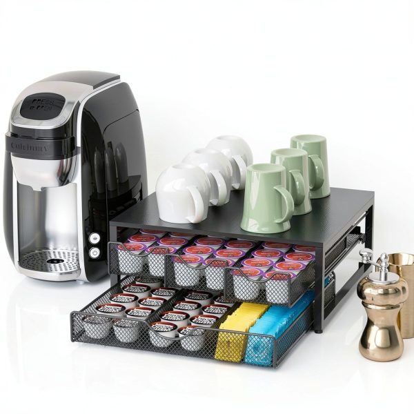 Coffee Pod Holder NEYCIL 3-Drawer Black Wooden Organizer 72 K-Cup-4