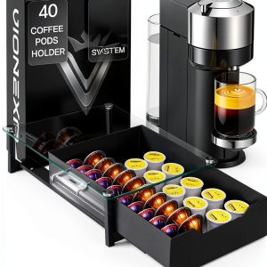 Coffee Pod Holder VIONEXA Nespresso Rail Drawer Black 40 Pods-0