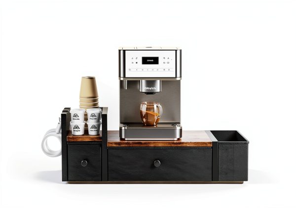 Homeiju Coffee Pod Drawer - Rustic Brown K-Cup Holder with Mug Rack-3