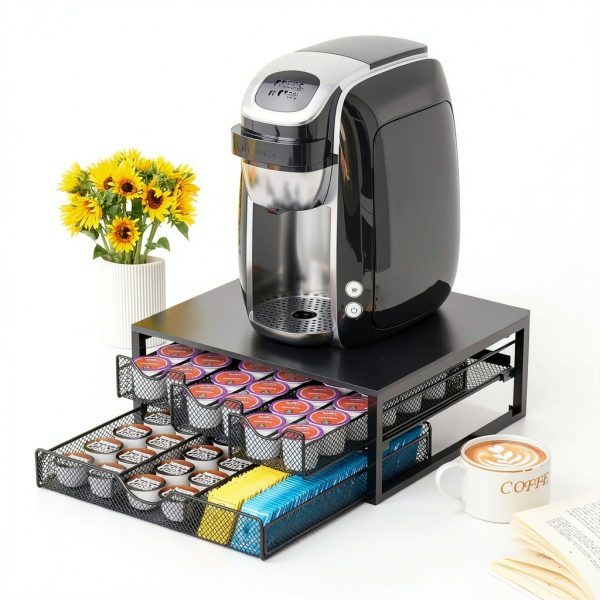 Coffee Pod Holder NEYCIL 3-Drawer Black Wooden Organizer 72 K-Cup-1