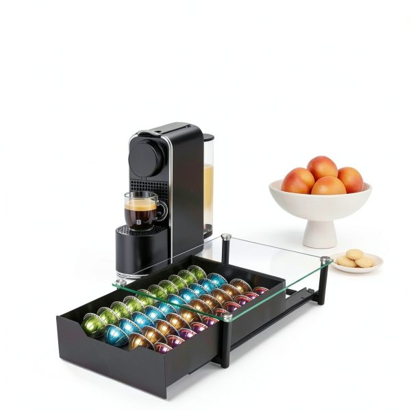 Coffee Pod Holder VIONEXA Nespresso Rail Drawer Black 40 Pods-6