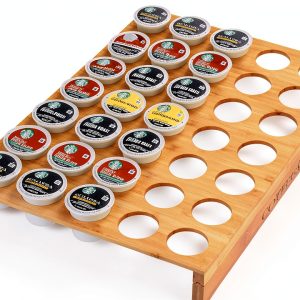 MinBoo BamBoo k cup holder Drawer or Countertop k cup Organizer Coffee Pod Holder Hold 35 Coffee Pod Storage Kcup coffee pods holder for coffee station Office and Kitchen k cup storage-0