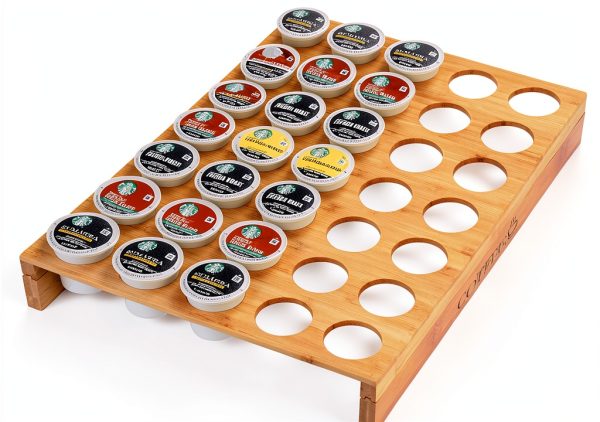 MinBoo BamBoo k cup holder Drawer or Countertop k cup Organizer Coffee Pod Holder Hold 35 Coffee Pod Storage Kcup coffee pods holder for coffee station Office and Kitchen k cup storage-0