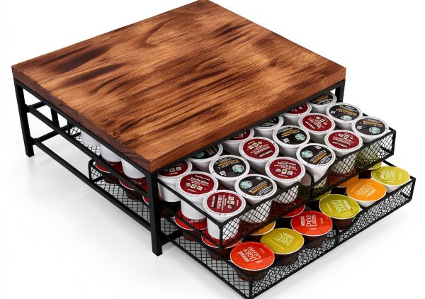 NHZ Coffee Pod Drawer Holder for K cup, 2-Tier Coffee Pod Drawer Holder Organizer, No Assembly Required, K Cup Holder with 72 Capacity Capsule Pods. K Cup Organizer Suit for Home Office,Kitchen-0