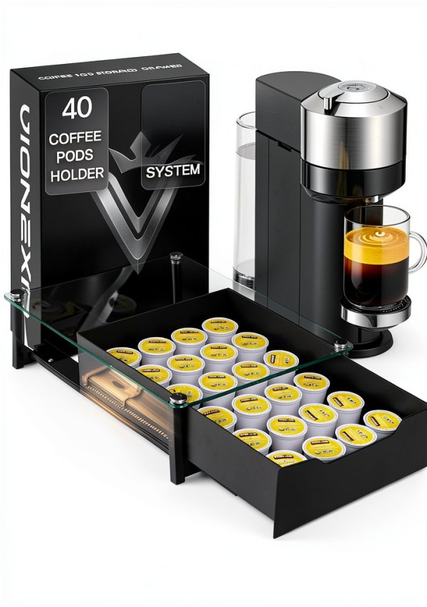 Coffee Pod Holder VIONEXA Nespresso Rail Drawer Black 40 Pods-8