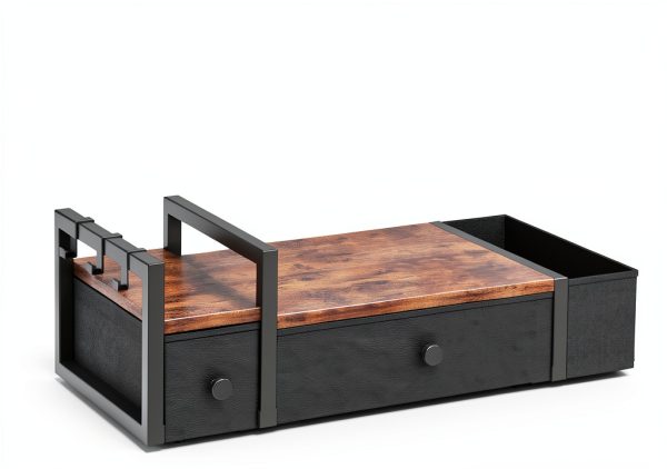 Homeiju Coffee Pod Drawer - Rustic Brown K-Cup Holder with Mug Rack-2