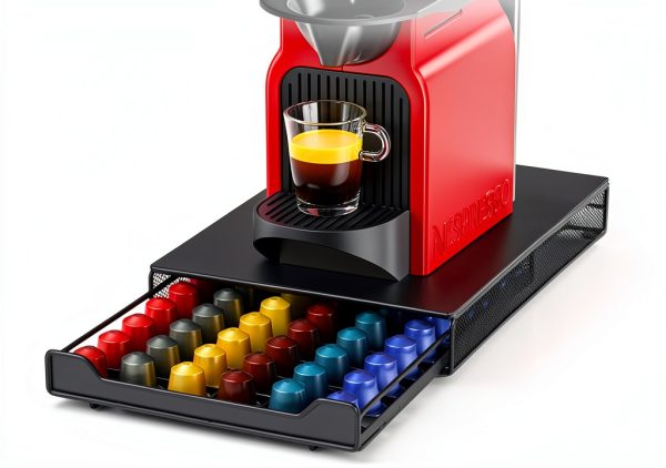 Capsule Drawer Coffee Pod Storage Compatible for Nespresso Support Metal Holder 60 Pcs-0