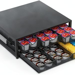 Coffee Pod Holder NEYCIL 3-Drawer Black Wooden Organizer 72 K-Cup-0