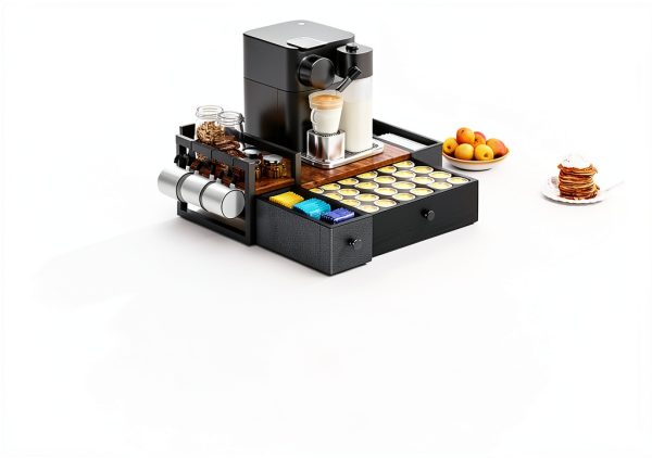 Homeiju Coffee Pod Drawer - Rustic Brown K-Cup Holder with Mug Rack-8