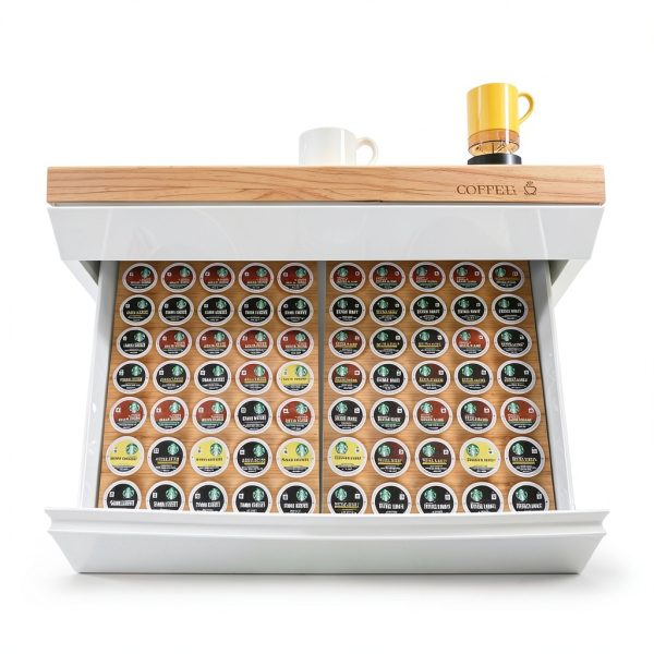 MinBoo BamBoo k cup holder Drawer or Countertop k cup Organizer Coffee Pod Holder Hold 35 Coffee Pod Storage Kcup coffee pods holder for coffee station Office and Kitchen k cup storage-4