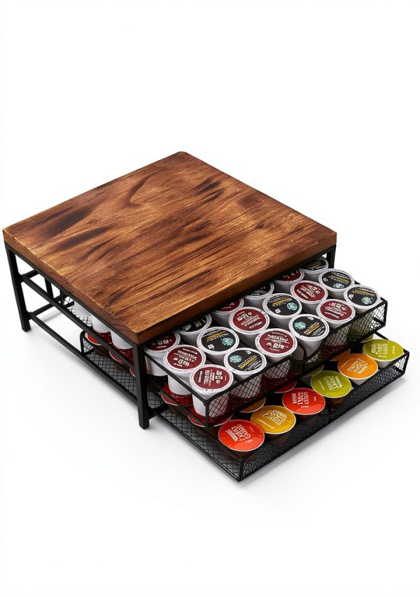 NHZ Coffee Pod Drawer Holder for K cup, 2-Tier Coffee Pod Drawer Holder Organizer, No Assembly Required, K Cup Holder with 72 Capacity Capsule Pods. K Cup Organizer Suit for Home Office,Kitchen-5