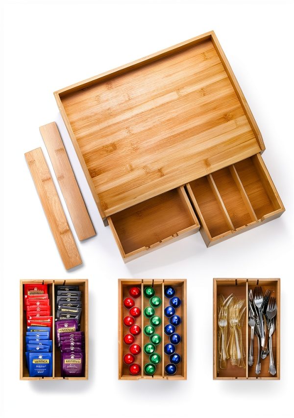 Bamboo Drawer Organizer by SOUJOY - K-Cup & Tea Bag Storage-5