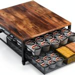 Coffee Pod Holder For Counter, Wooden K Cup Holder with Sliding Drawer, Large Capacity Coffee Pod Storage for Coffee Station, Home, Office, Kitchen-0