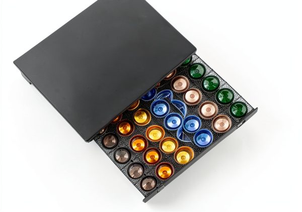 Capsule Drawer Coffee Pod Storage Compatible for Nespresso Support Metal Holder 60 Pcs-4