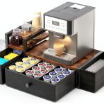 Homeiju Coffee Pod Drawer - Rustic Brown K-Cup Holder with Mug Rack-0