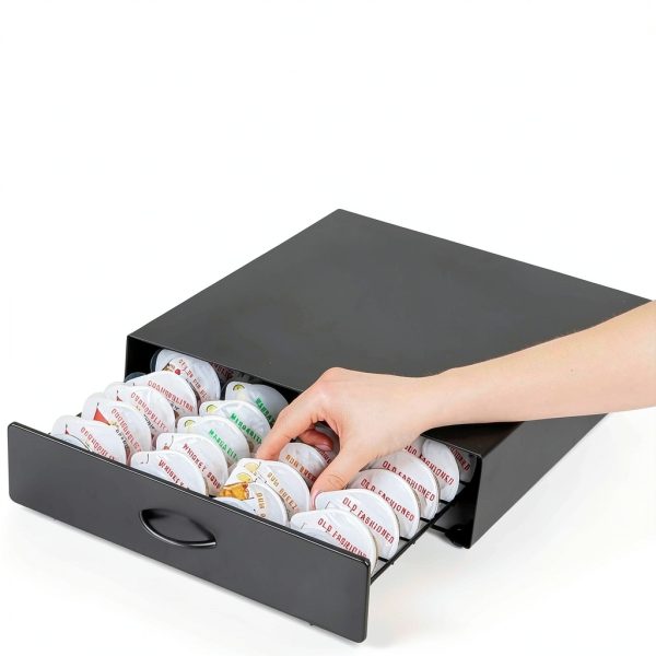 Bartesian Pod Holder Holds 40 Capsules Stackable Black Matte Organizer-1