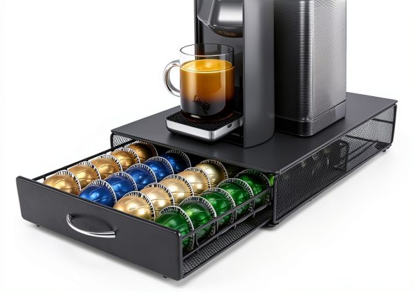 Nespresso Vertuoline Storage Drawer Black Metal 40 Pod Organizer-0