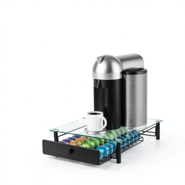 Coffee Pod Drawers ROWISE Tempered Glass 40 Capsule Capacity-2