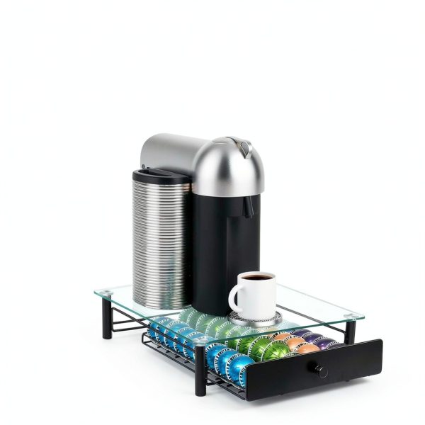Coffee Pod Drawers ROWISE Tempered Glass 40 Capsule Capacity-4