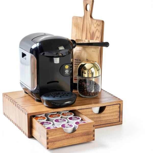 Wooden K Cup Organizer FLYIEE Coffee Pod Storage Box 30‑Pod Capacity-4