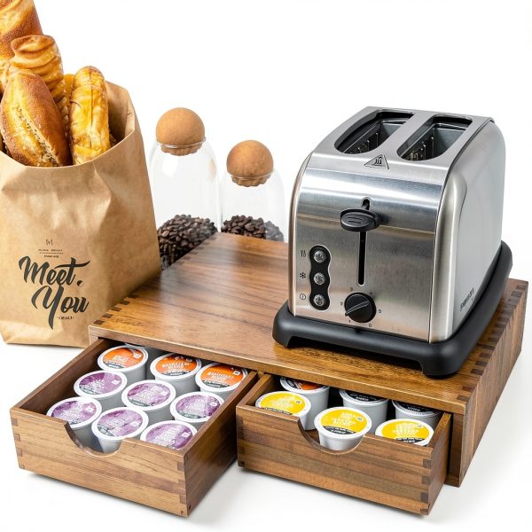 Wooden K Cup Organizer FLYIEE Coffee Pod Storage Box 30‑Pod Capacity-3