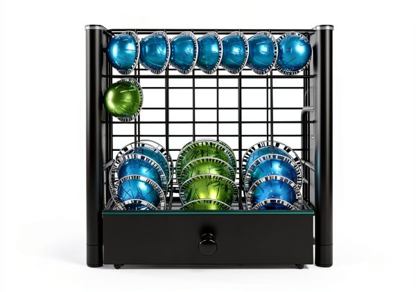 Coffee Pod Drawers ROWISE Tempered Glass 40 Capsule Capacity-3