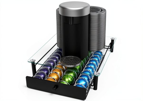 Coffee Pod Drawers ROWISE Tempered Glass 40 Capsule Capacity-0