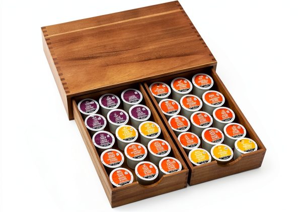Wooden K Cup Organizer FLYIEE Coffee Pod Storage Box 30‑Pod Capacity-2
